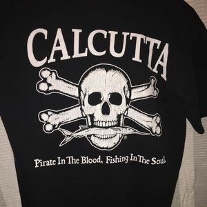 Calcutta fishing Tshirt, black size large